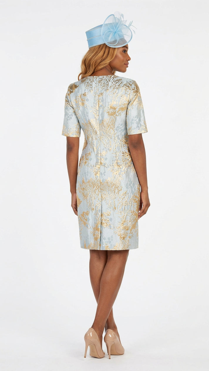 Short Slv Brocade Sheath Dress - Plus