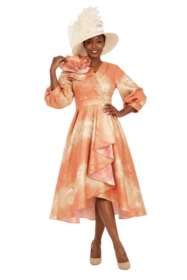 Hi - Lo A - Line Brocade Drs w/ Shoulder Flower - Plus - Especially Yours