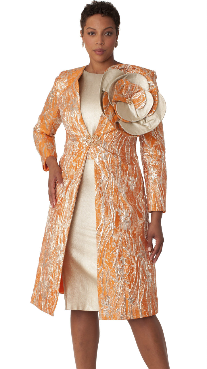 Elegant Brocade Dress with Matching Jackets - 4859
