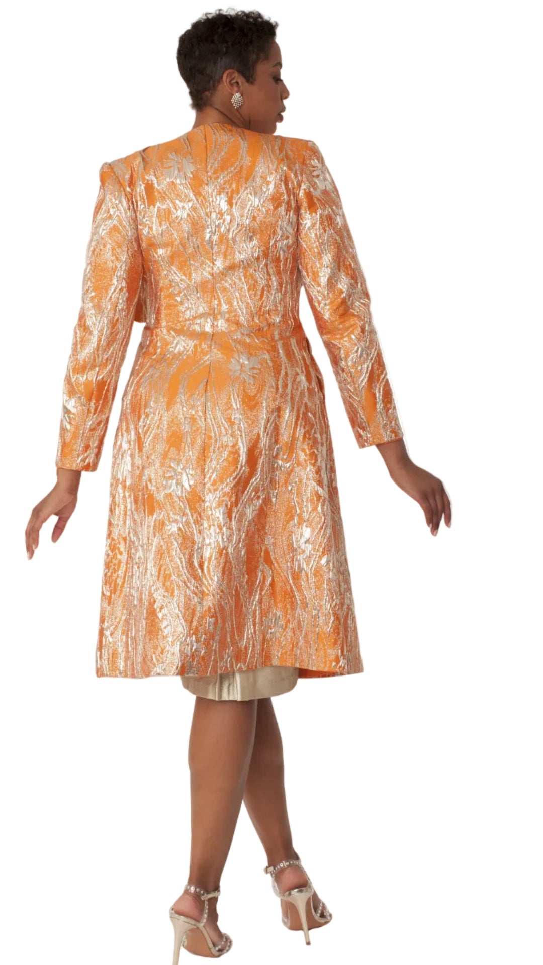 Elegant Brocade Dress with Matching Jackets - 4859