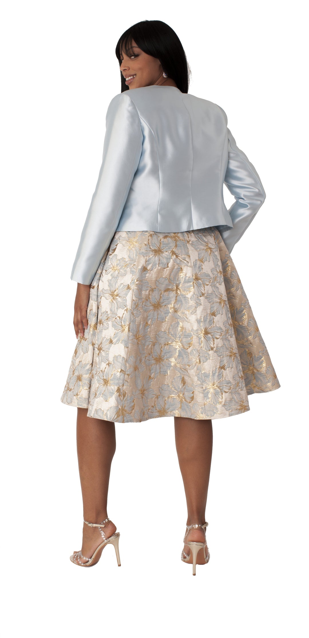 Floral Brocade Church Dress with Jacket- 4819