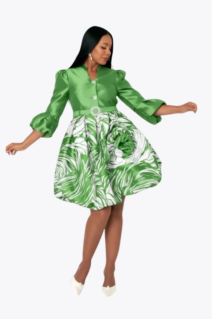 Puff Sleeve Fit & Flare Occasion Dress - 9845 - Especially Yours