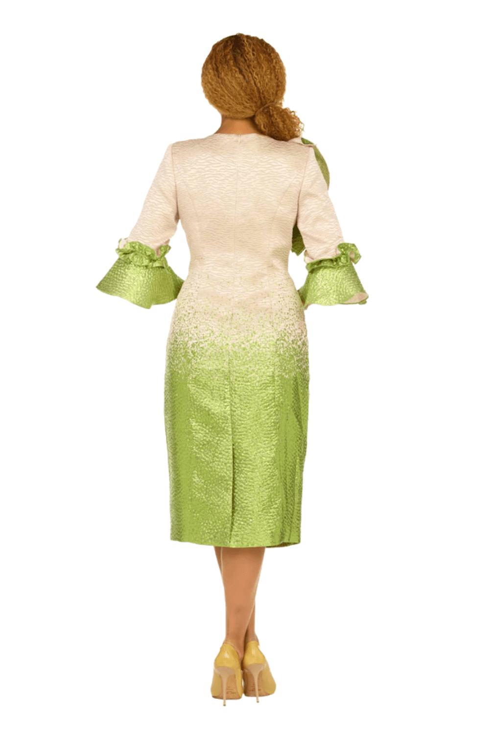 Metallic Brocade Ruffle - Shoulder Sheath Dress - Plus - Especially Yours