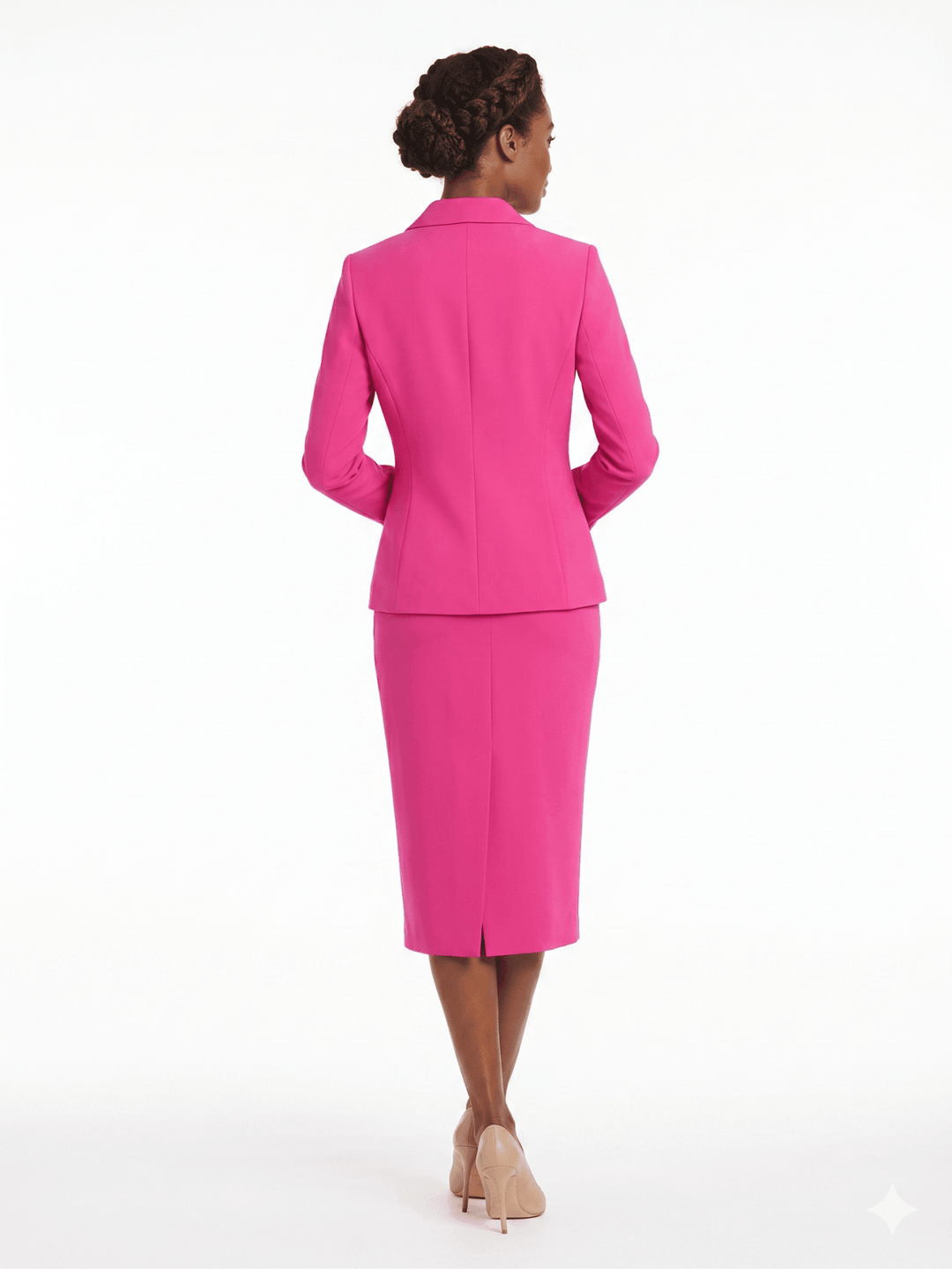 2pc Vintage Lapel 3-button Skirt Suit-Plus - Especially Yours