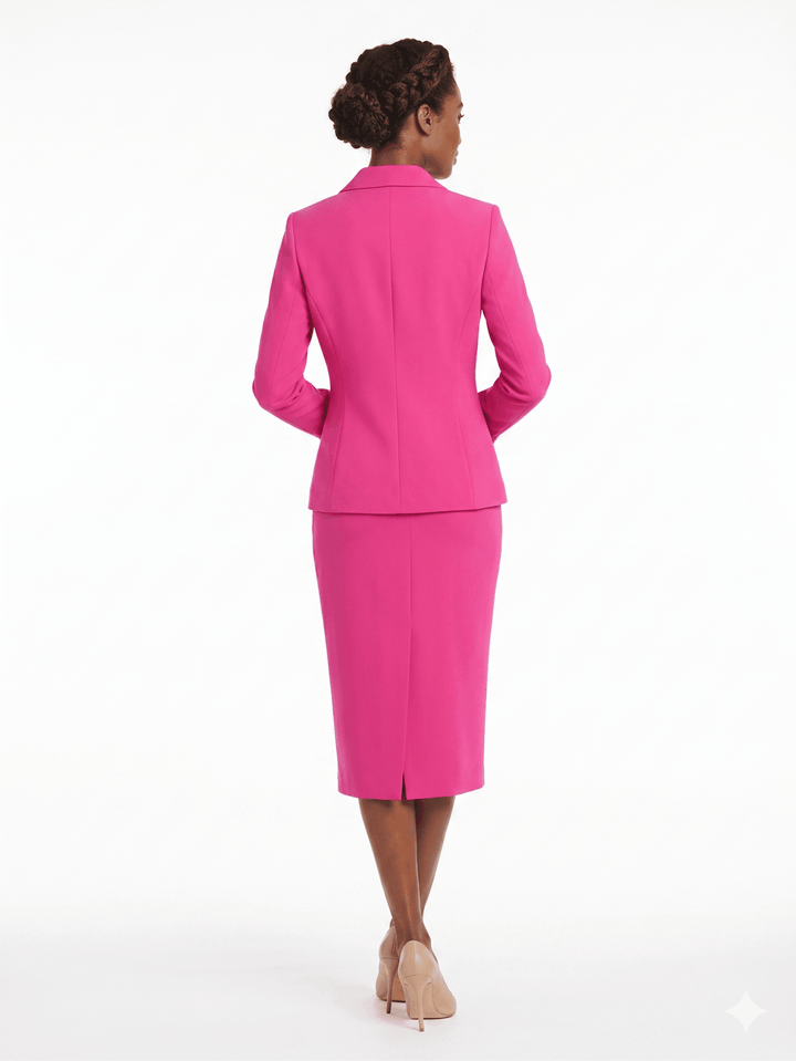2pc Vintage Lapel 3-button Skirt Suit-Plus - Especially Yours