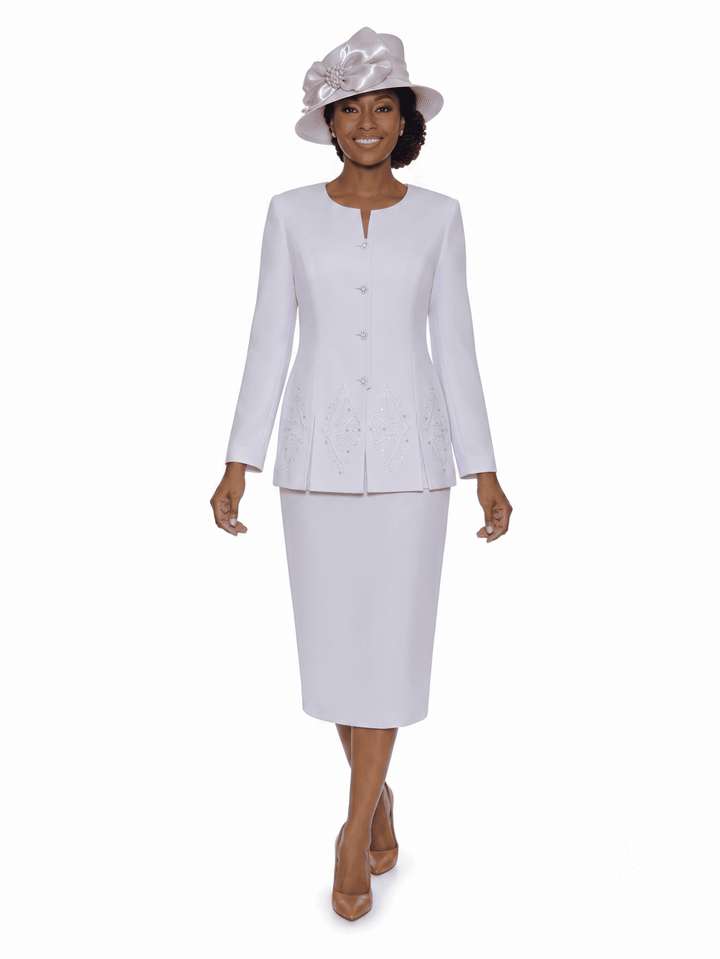 2pc Skirt Suit w/ Multi-Slit Embroidered Jacket - Especially Yours