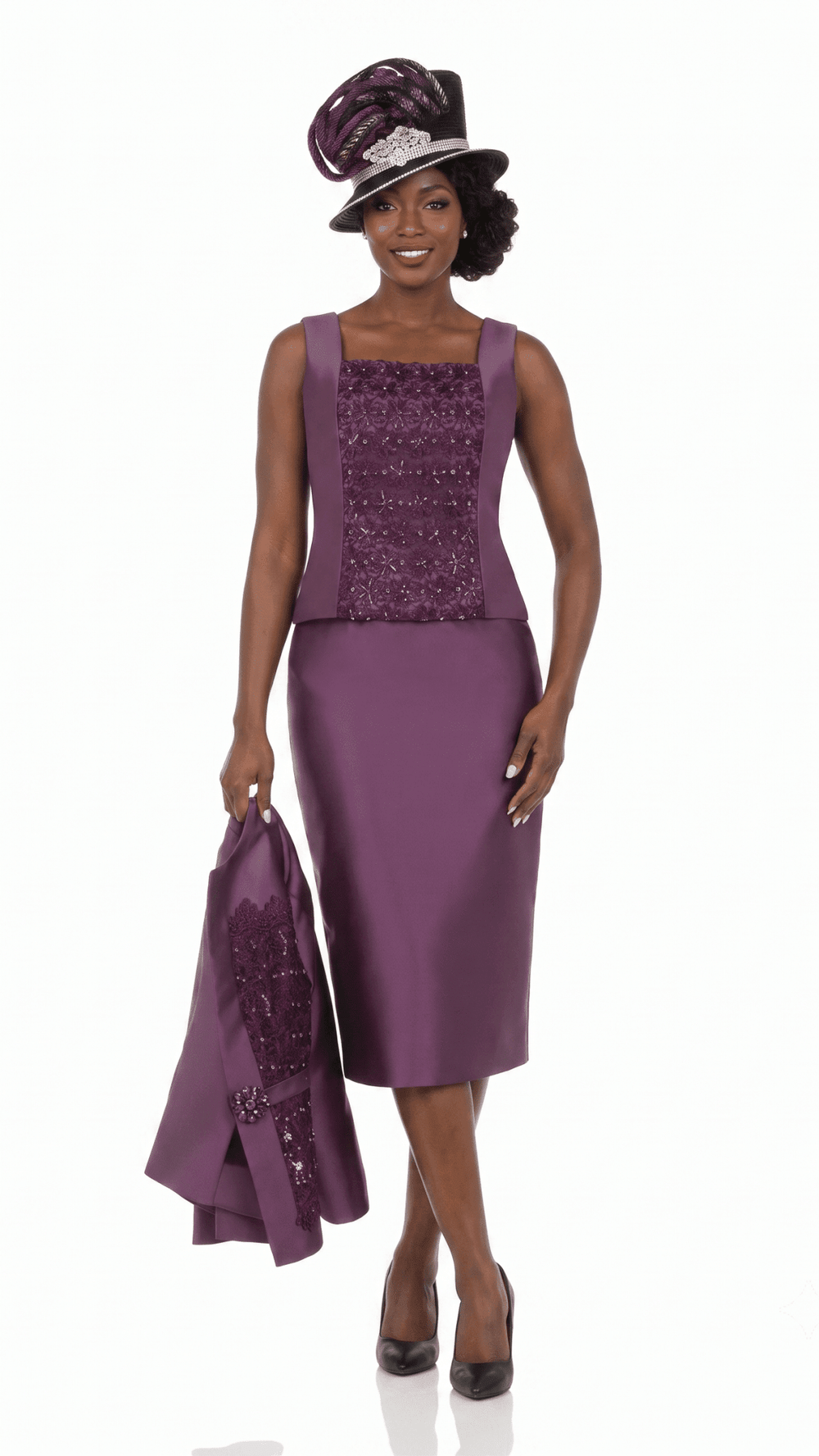 Embellished Lace & Silky Twill 3pc Skirt Suit - Especially Yours
