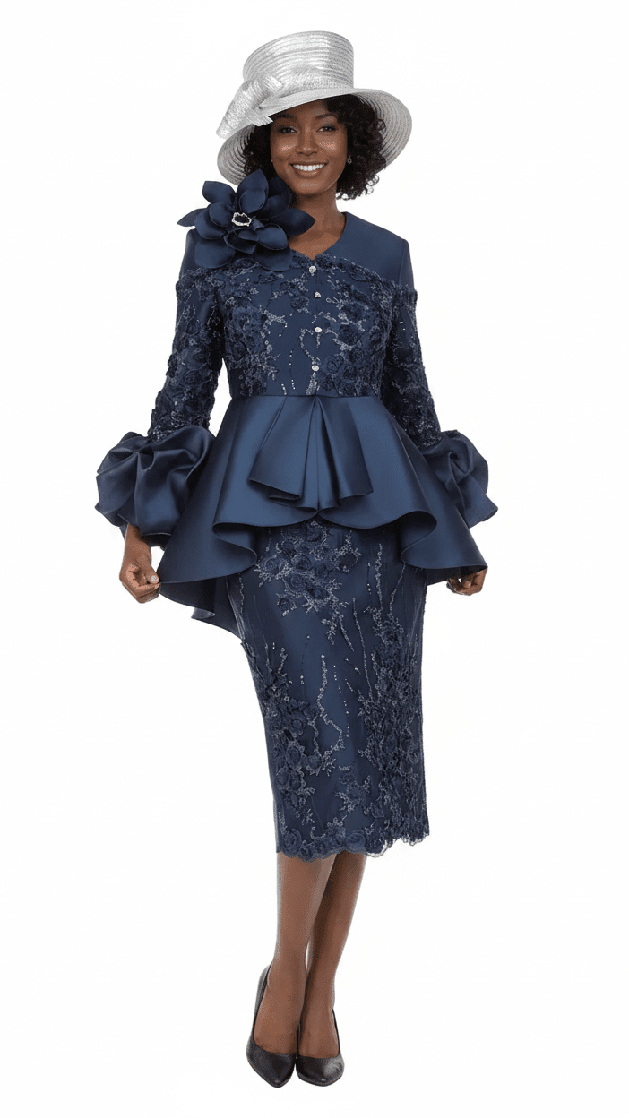 Sculpted Elegance Floral Lace 2pc Skirt Suit - Especially Yours