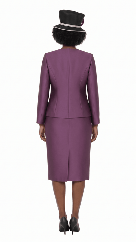 Embellished Lace & Silky Twill 3pc Skirt Suit-Plus