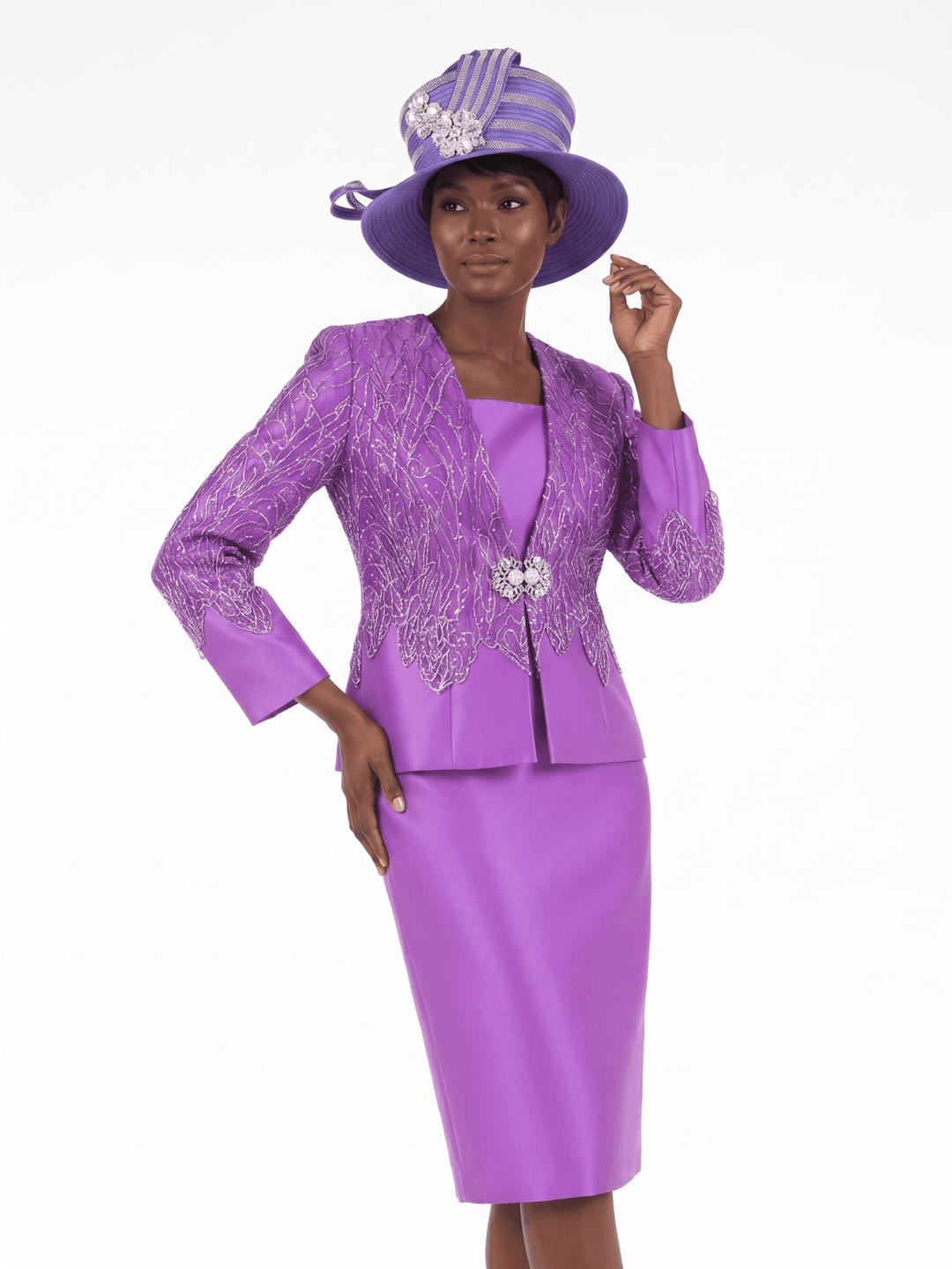 3pc Lux Lace&Sqns Ovrly Skt Suit-Plus - Especially Yours