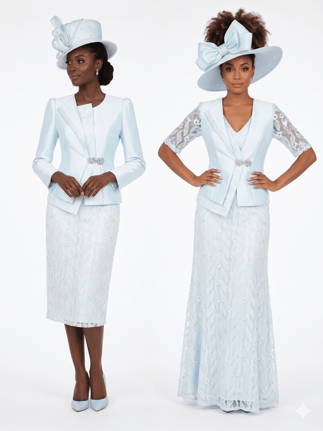 2pc Silky Twill Jkt + Sequined Lace Skirt Suit - Especially Yours