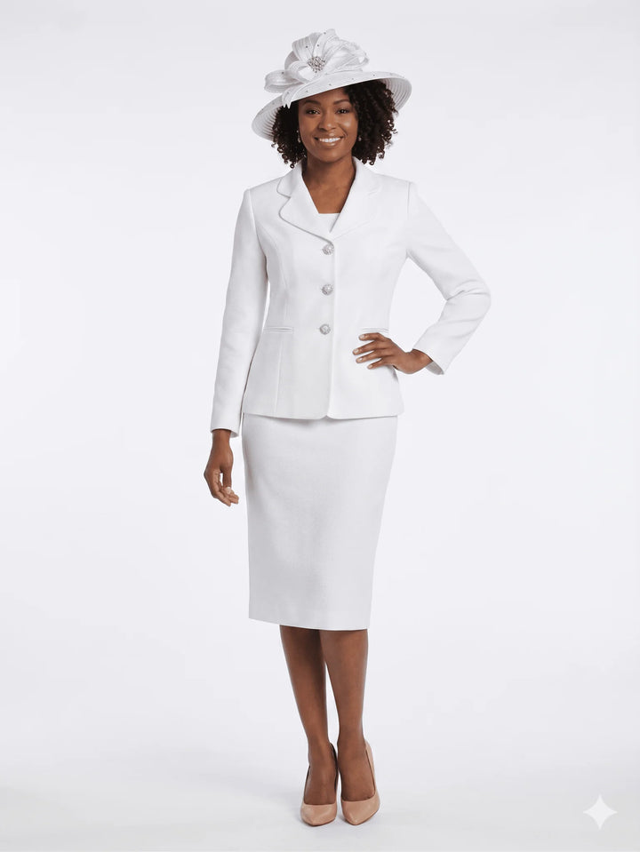 2pc Vintage Lapel 3-button Skirt Suit-Plus