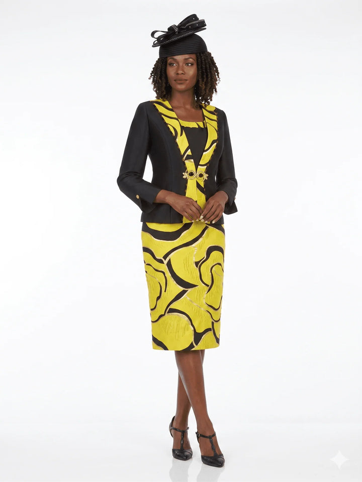 3pc Brocade+Silky Twill Skirt Suit w/ Beads-Plus