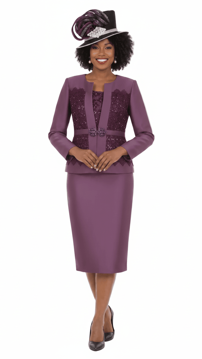 Embellished Lace & Silky Twill 3pc Skirt Suit - Especially Yours