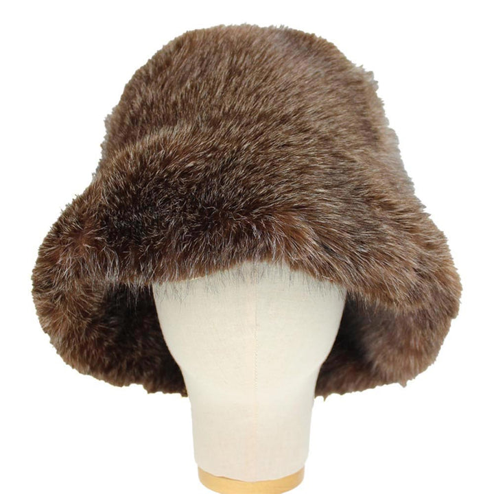 Plush Faux Fur Cozy Plain Wide Brim Winter Bucket Hat