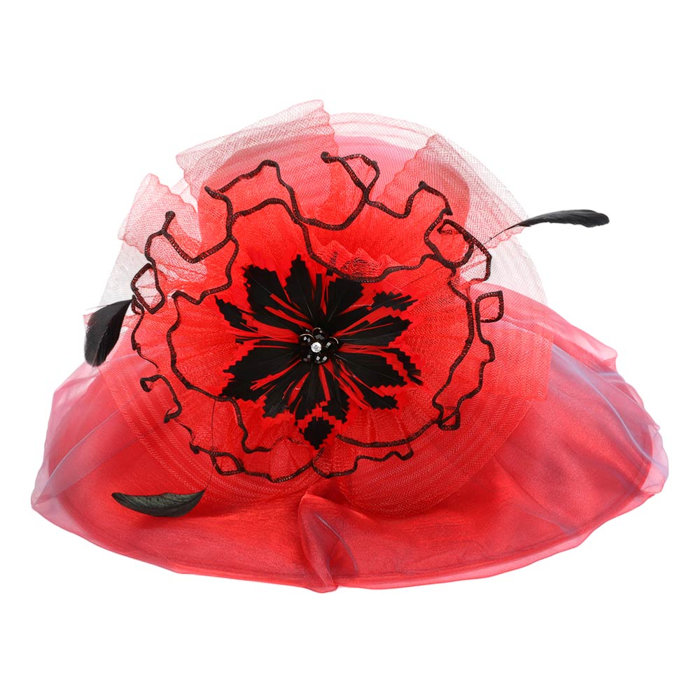 Bold Floral Accent Fascinator Headband Hair Clip Statement Dressy Hat