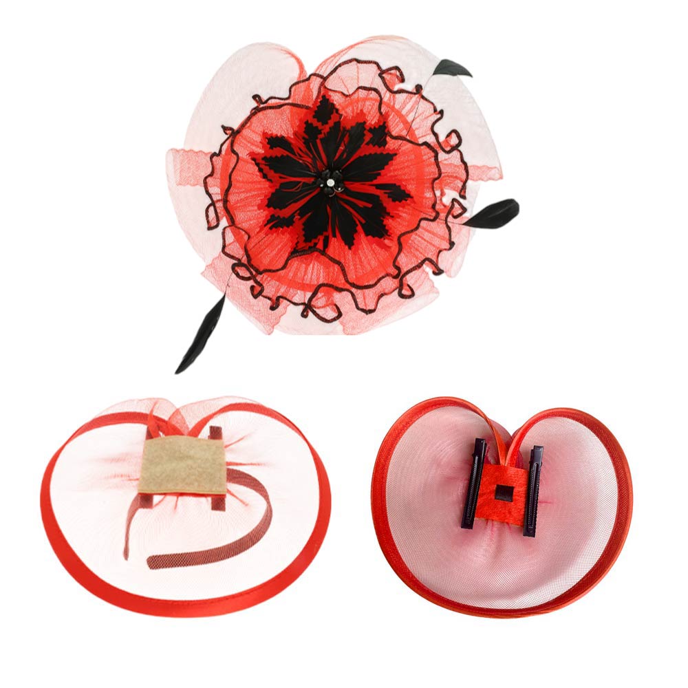 Bold Floral Accent Fascinator Headband Hair Clip Statement Dressy Hat