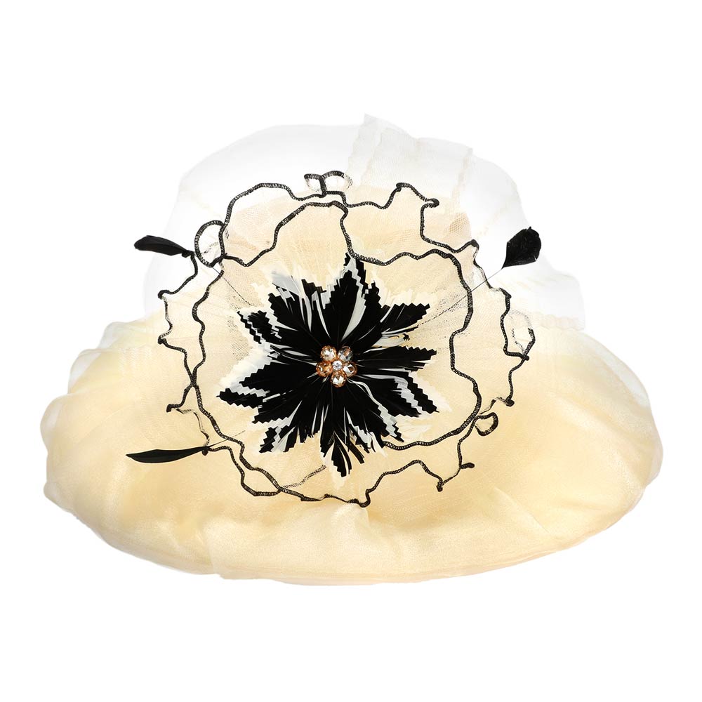 Bold Floral Accent Fascinator Headband Hair Clip Statement Dressy Hat