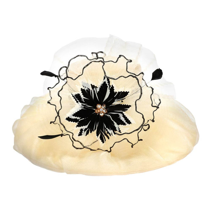 Bold Floral Accent Fascinator Headband Hair Clip Statement Dressy Hat