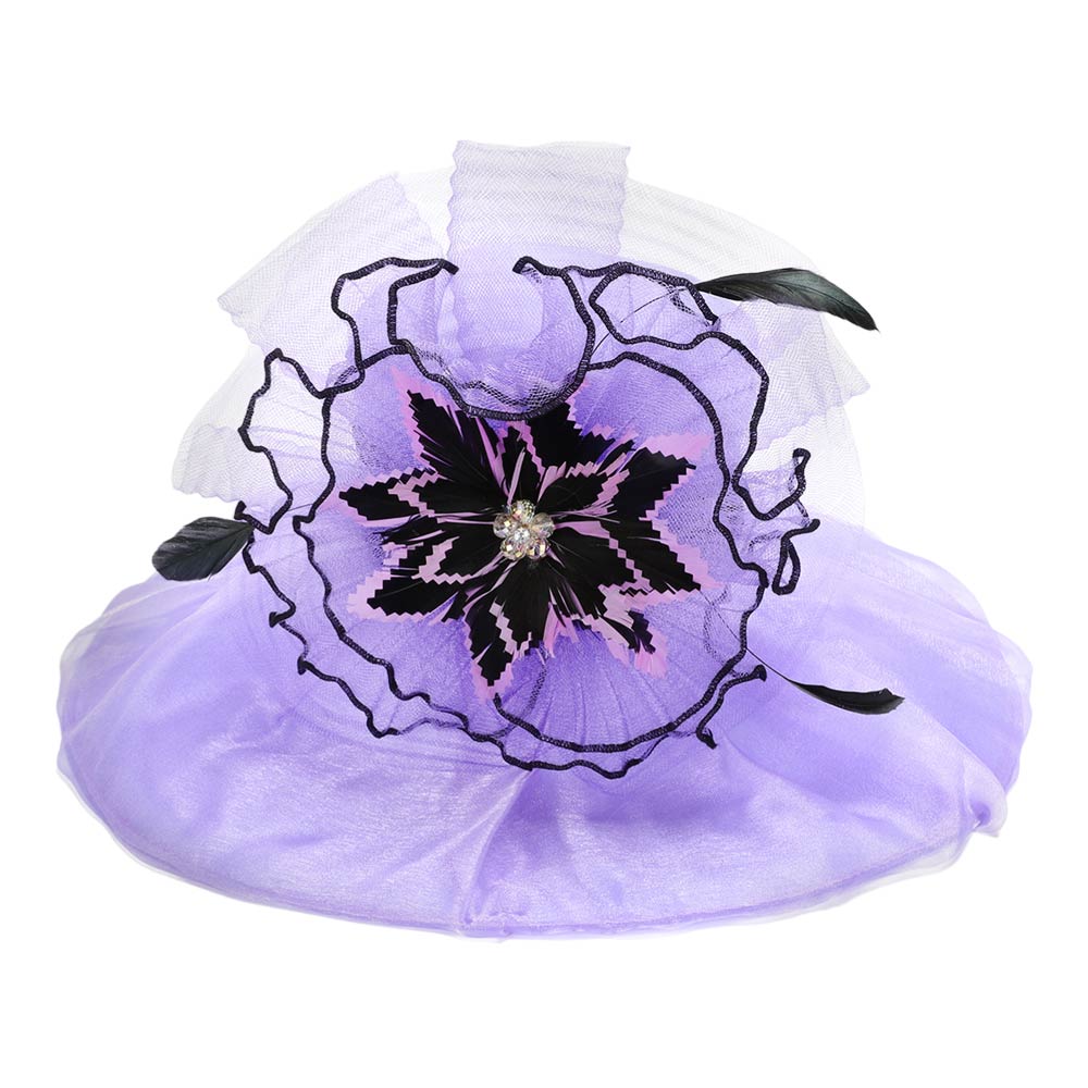 Bold Floral Accent Fascinator Headband Hair Clip Statement Dressy Hat