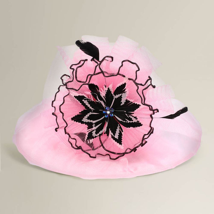 Bold Floral Accent Fascinator Headband Hair Clip Statement Dressy Hat
