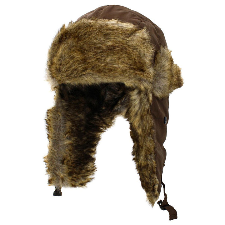 Faux Fur Trimmed Solid Trapper Hat