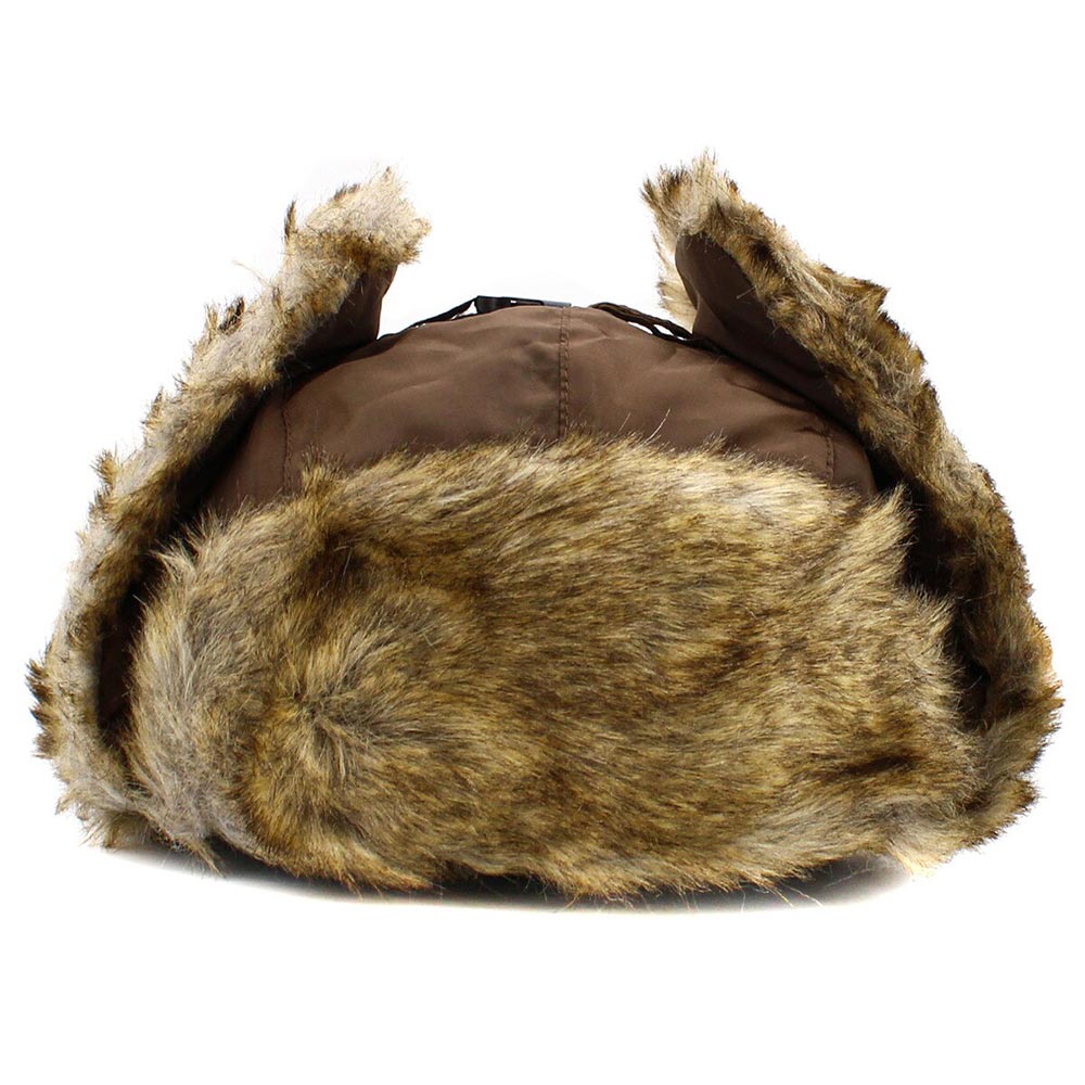 Faux Fur Trimmed Solid Trapper Hat
