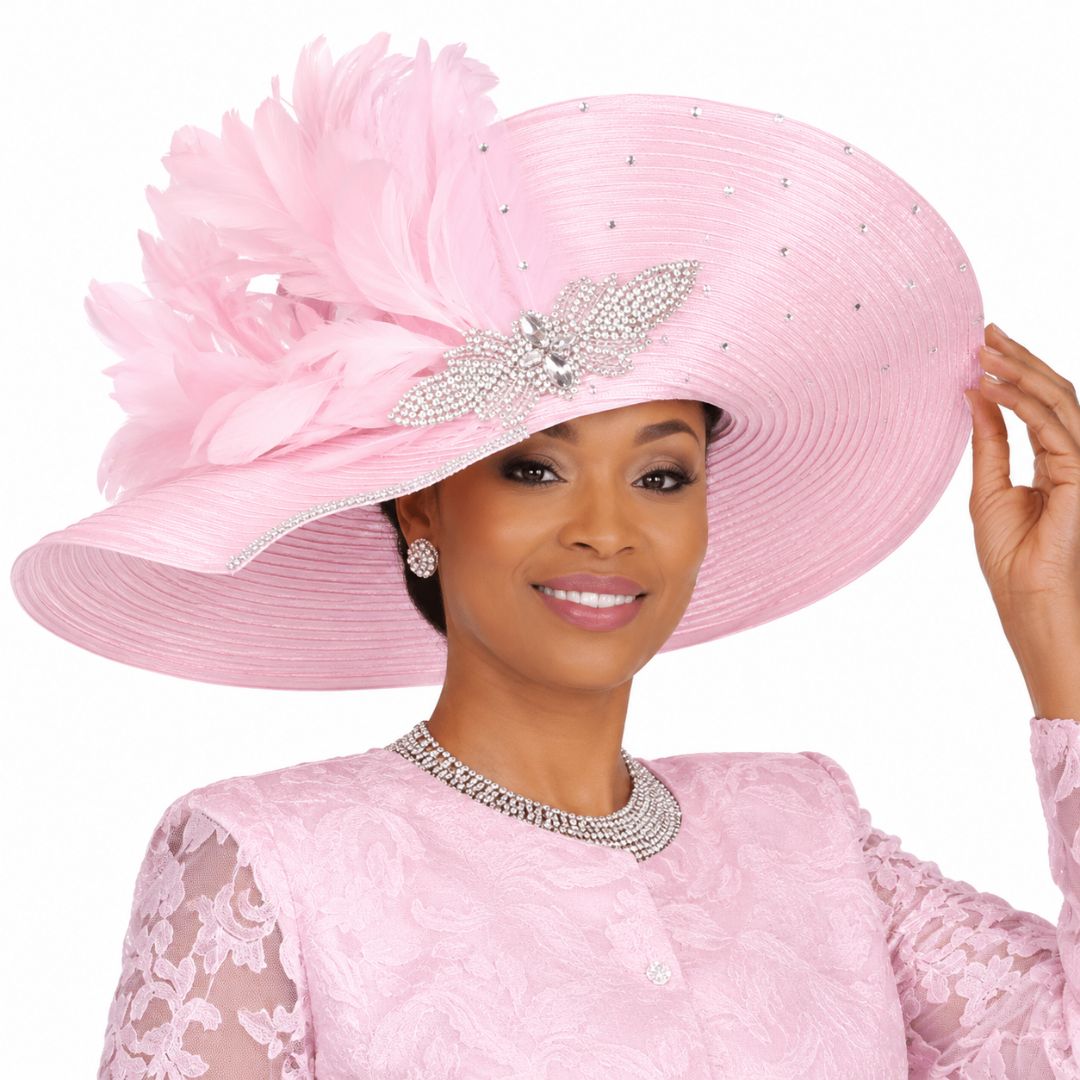 Elite Champagne - Pink Elegant White Women's Church Hat - Especially Yours