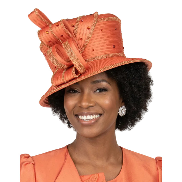 Medium Brim Ribbon Bow Rhinestone Dress Hat