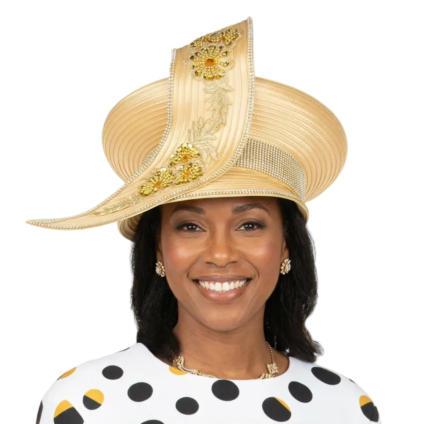 Oversize Pillbox Hat w/ Embroidery, Beads&Stones