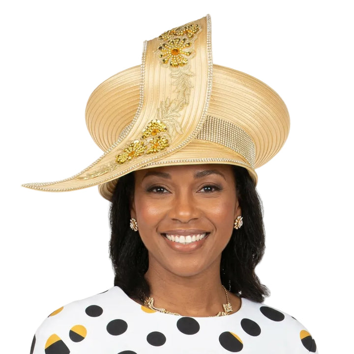 Oversize Pillbox Hat w/ Embroidery, Beads&Stones