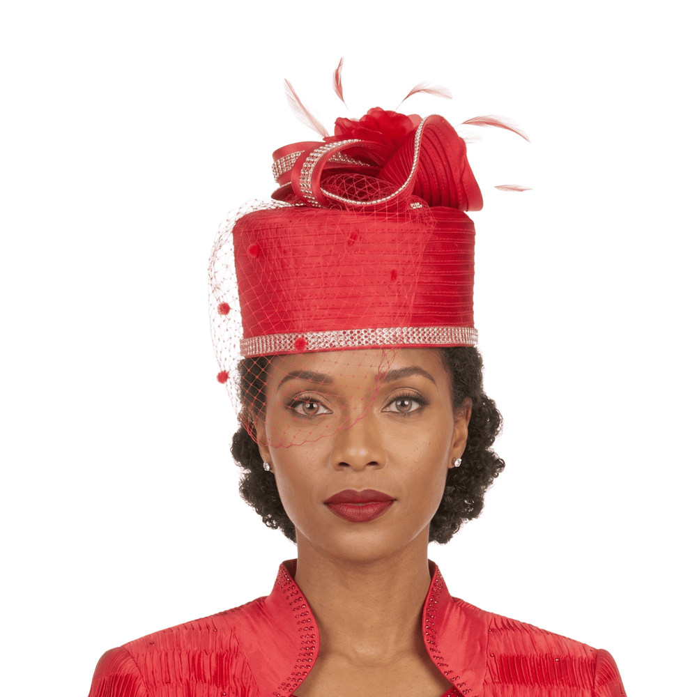 Sculpted Pillbox Hat with Veil & Feather Detail - Especially Yours