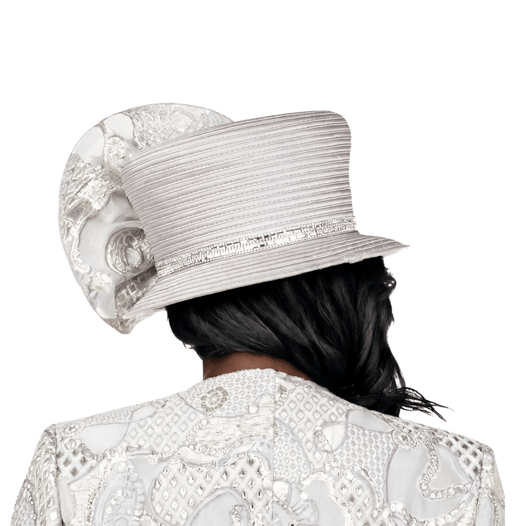 Luxury Silver Statement Rosette Crown Dress Hat - Especially Yours