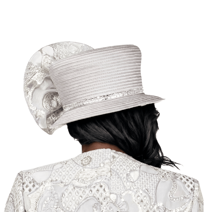 Luxury Silver Statement Rosette Crown Dress Hat - Especially Yours