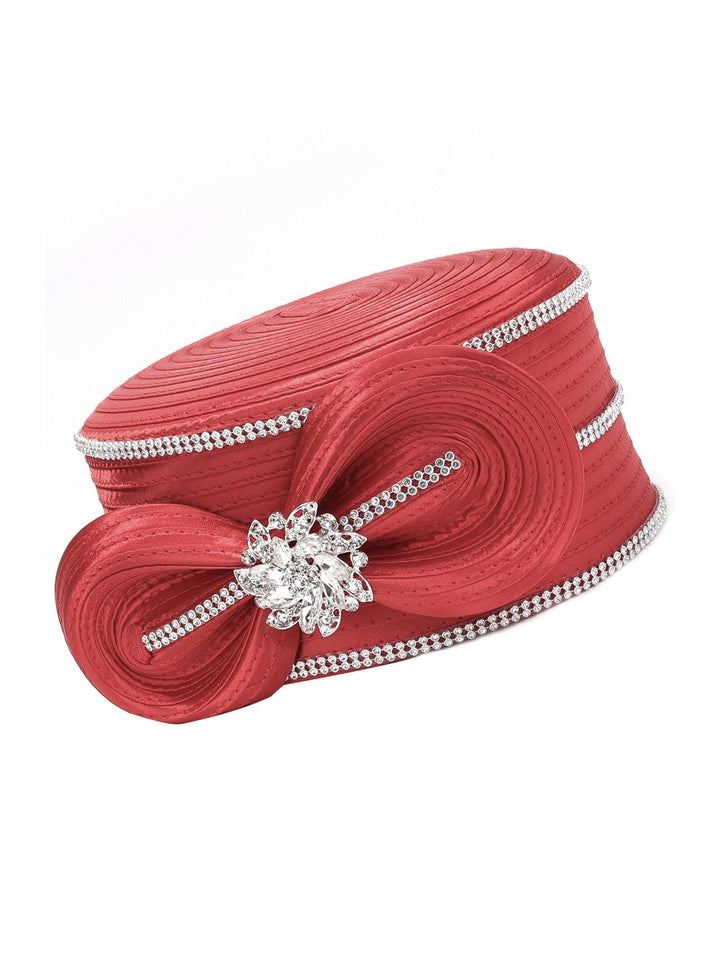 Jeweled Swirl Bow Pillbox Hat with Rhinestone Trim