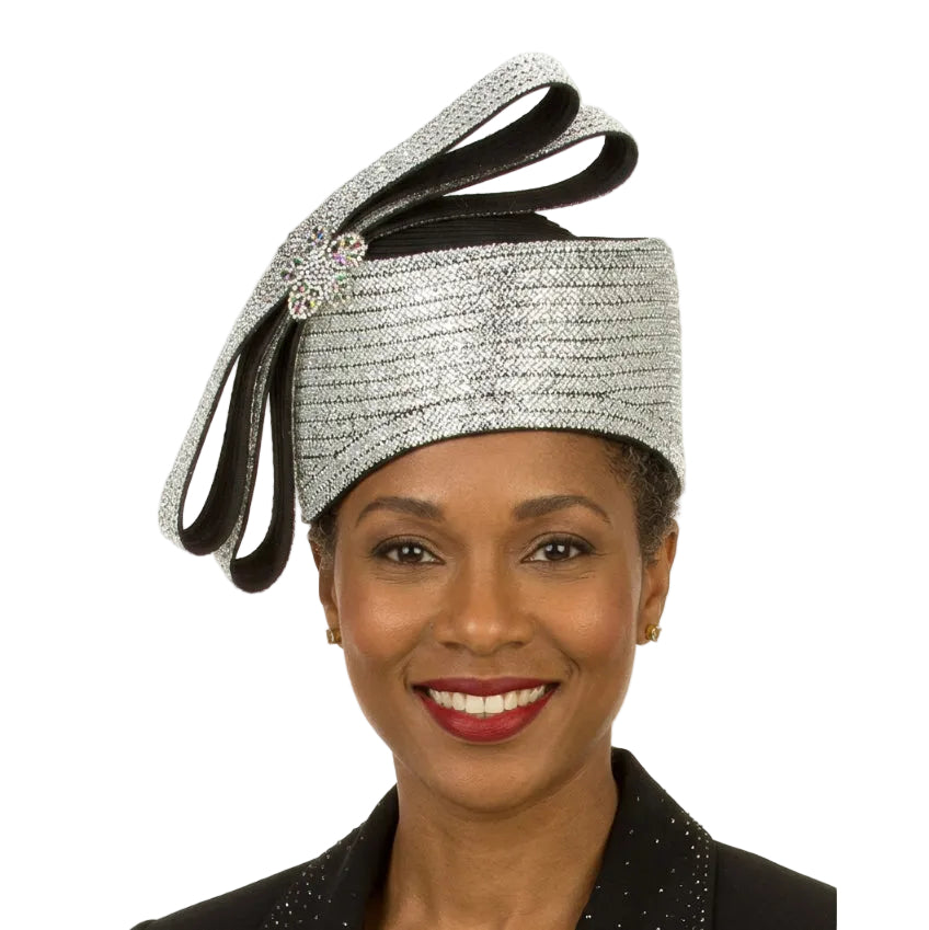 Massive Stoned Pillbox Hat w/ Stoned Ribbon Bow