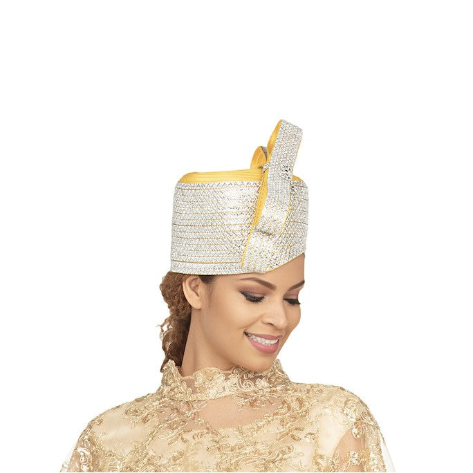 Massive Stoned Pillbox Hat w/ Stoned Ribbon Bow