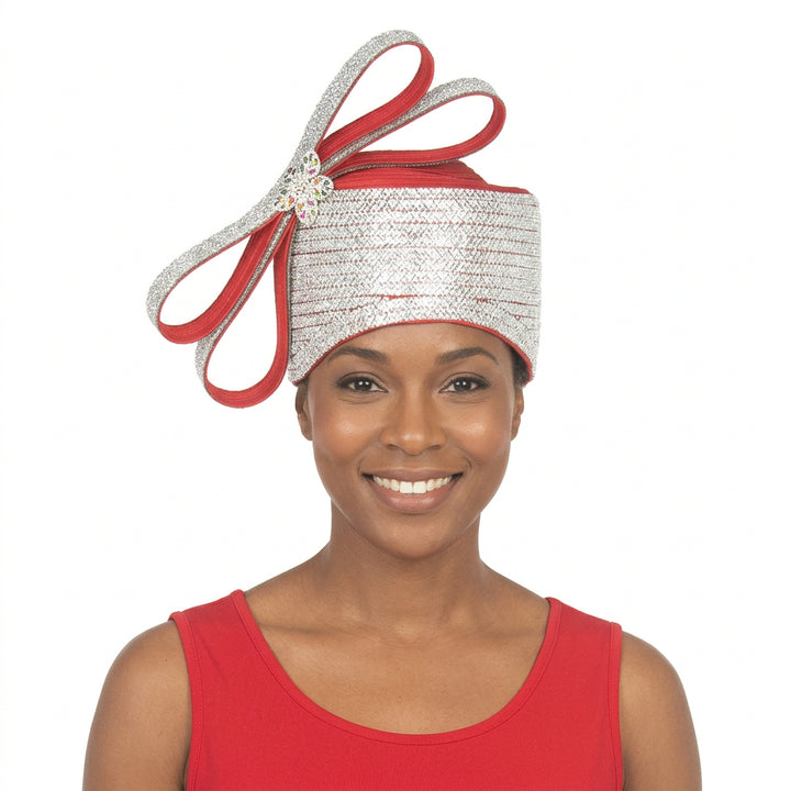 Massive Stoned Pillbox Hat w/ Stoned Ribbon Bow