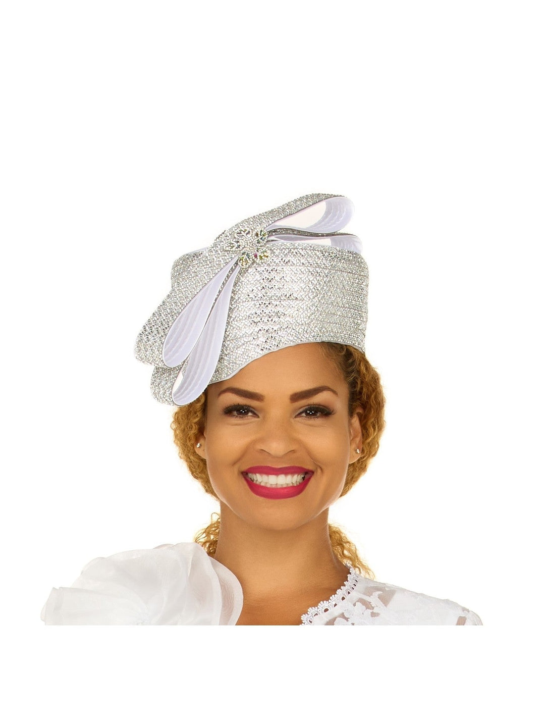 Massive Stoned Pillbox Hat w/ Stoned Ribbon Bow - Especially Yours