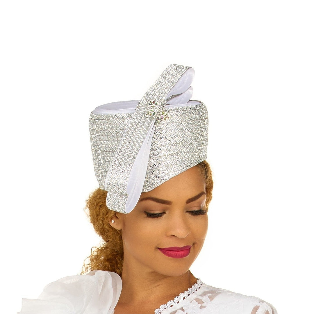 Massive Stoned Pillbox Hat w/ Stoned Ribbon Bow