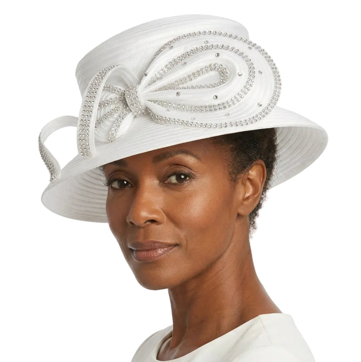 Satin Swirl Rhinestone Medium-Brim Hat