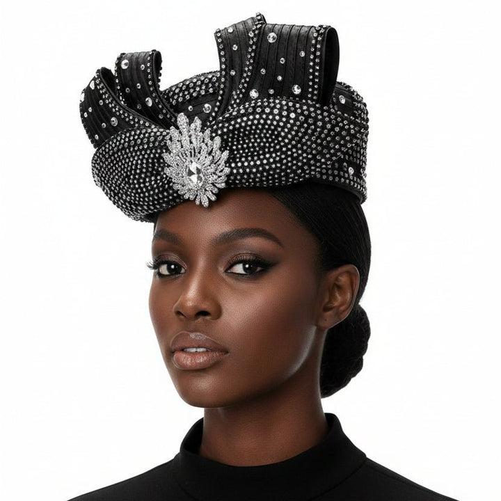 Pillbox Hat w/ Ovsz Rhstn Brch and Massive Stones - Especially Yours