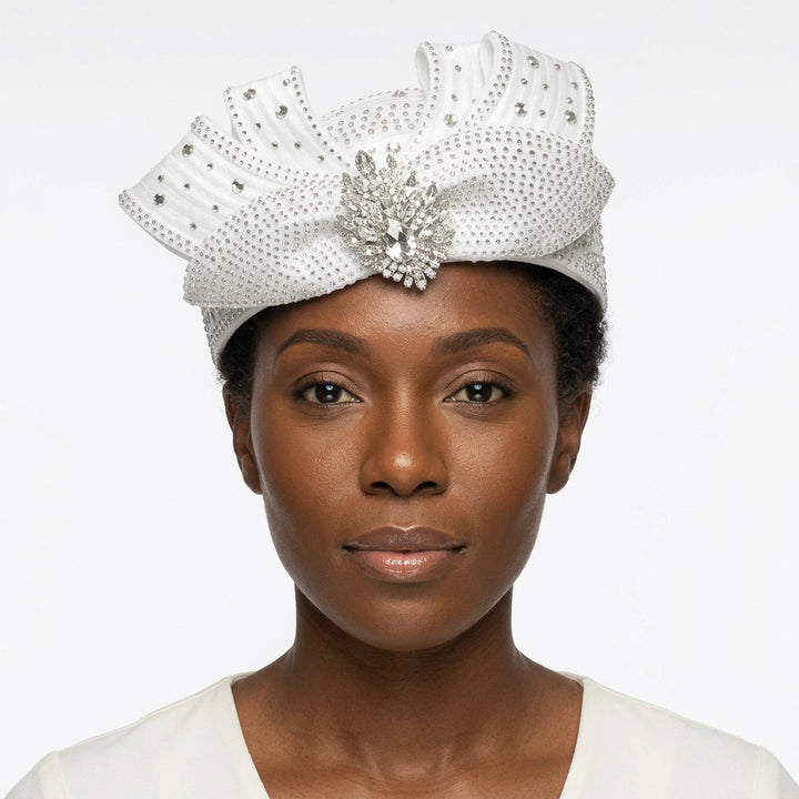 Pillbox Hat w/ Ovsz Rhstn Brch and Massive Stones