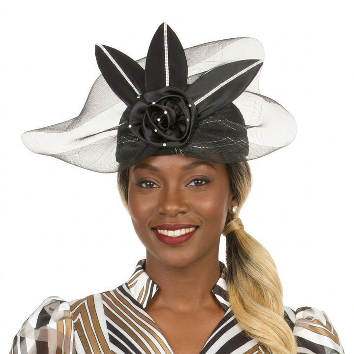 Pillbox Hat with Veil & Petal Rosette