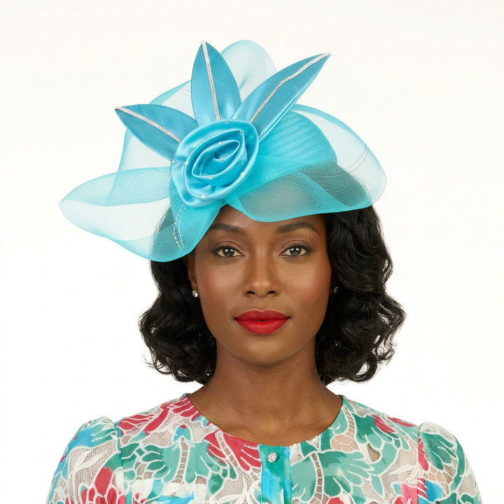 Pillbox Hat with Veil & Petal Rosette