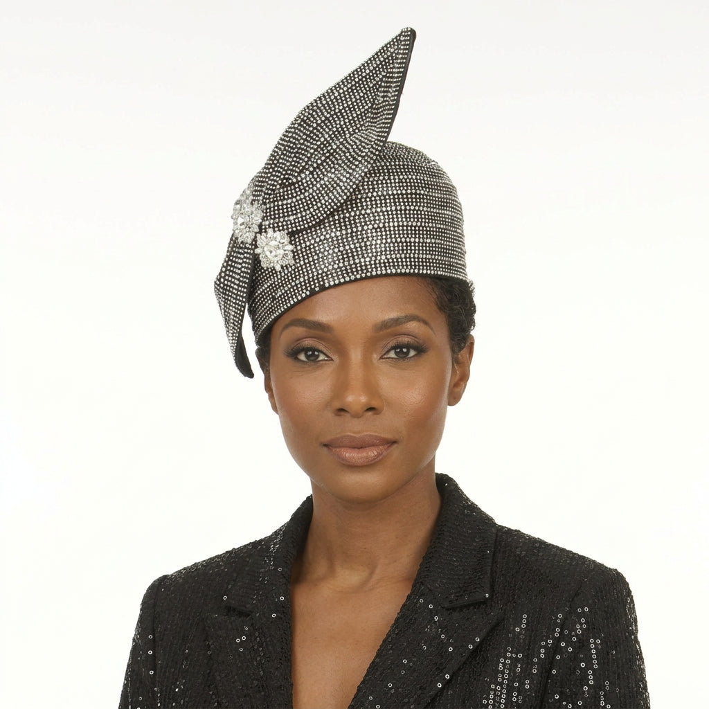 Fully Stoned Pillbox Hat w/ Bow