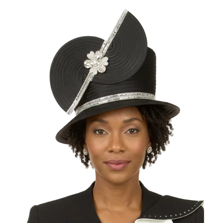 Couture Swirl Accent Jeweled Med Brim Hat