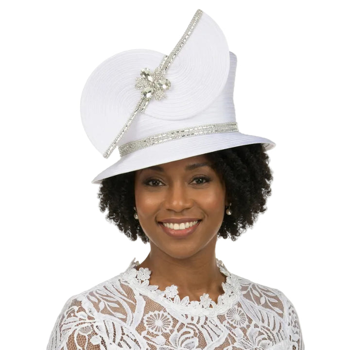 Couture Swirl Accent Jeweled Med Brim Hat