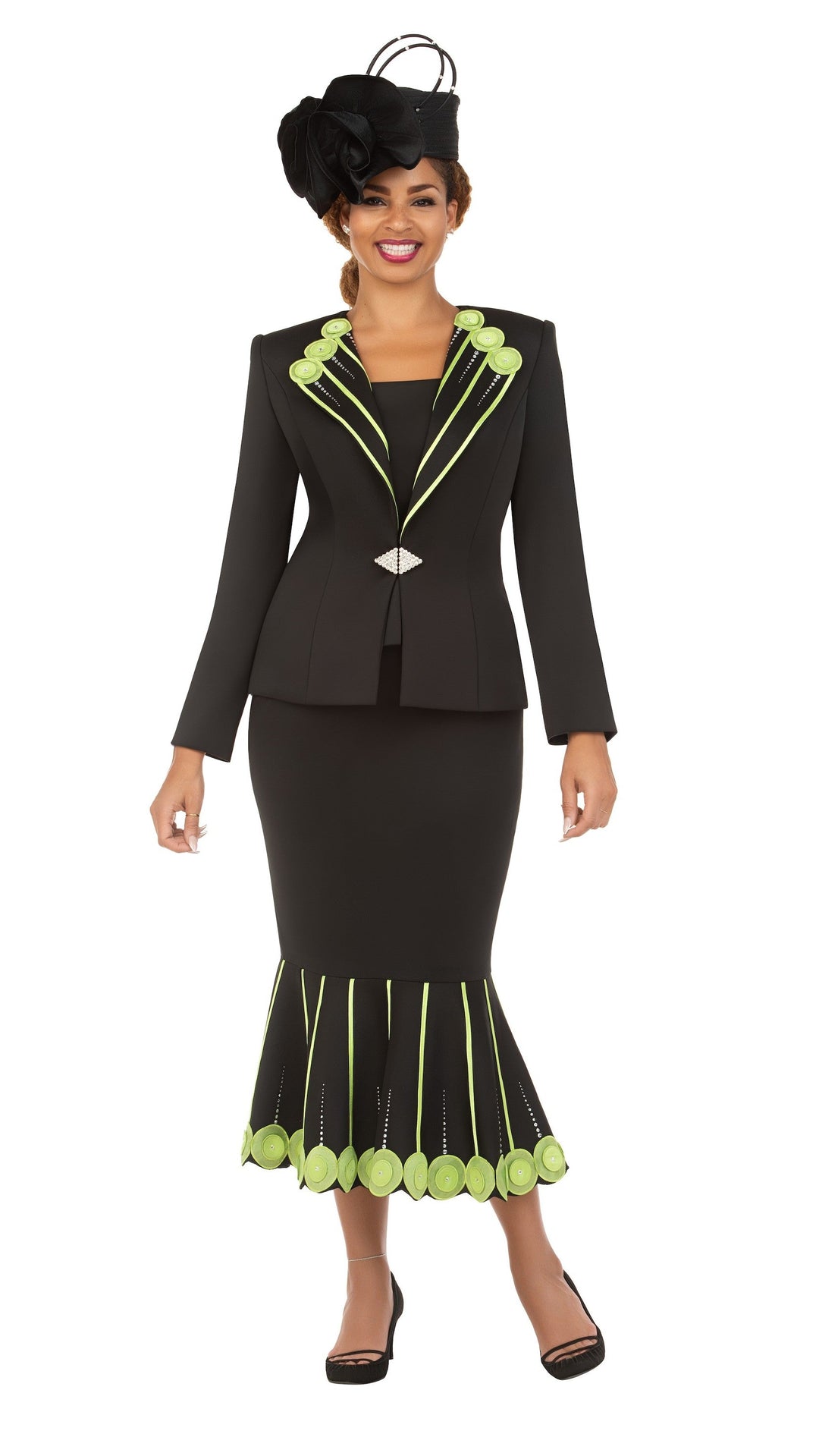 Lime Blossom Elegance 3 Piece Skirt Suit