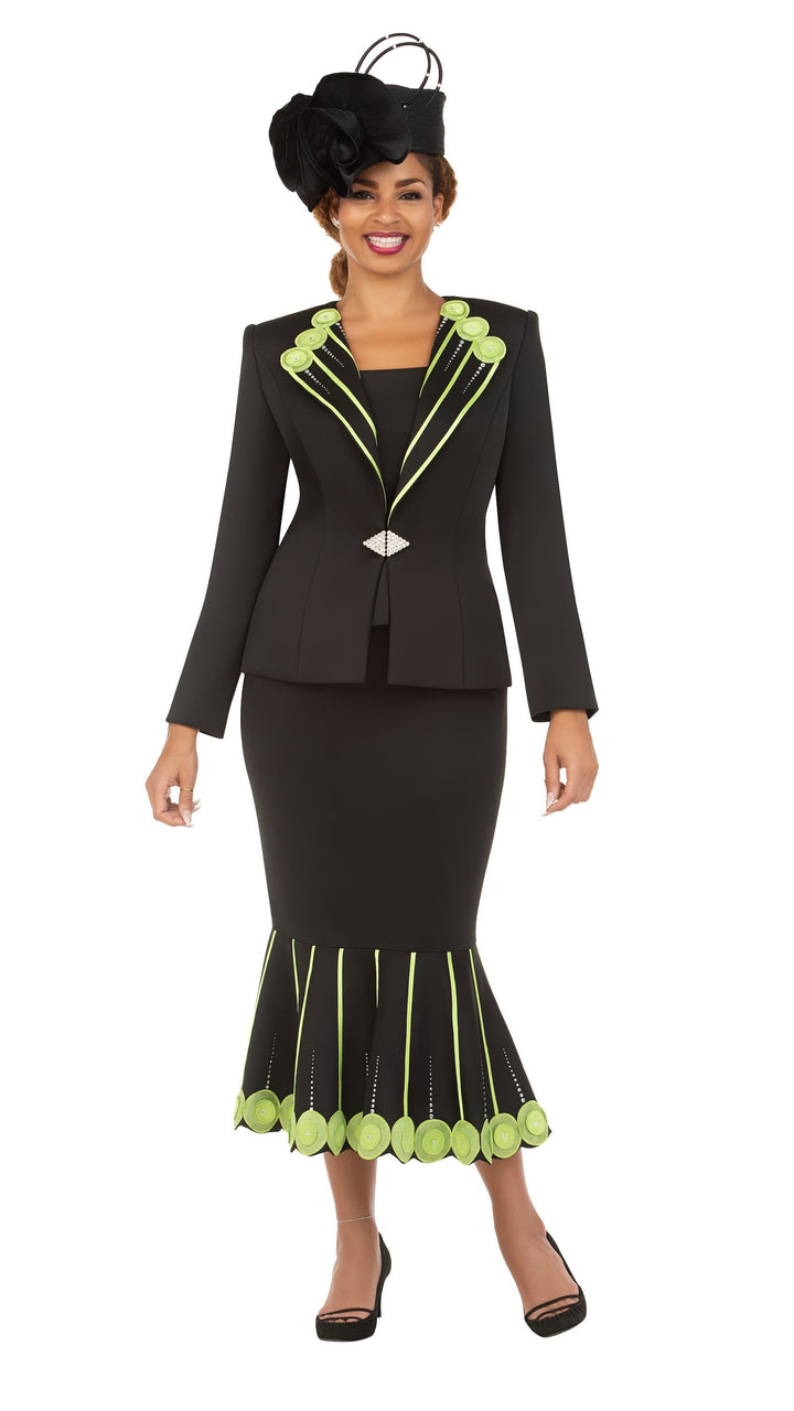 Lime Blossom Elegance 3 Piece Skirt Suit-Plus
